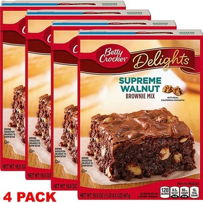 Betty Crocker Delights Supreme Walnut Brownie Mix 16.5 oz Box   4 PACK