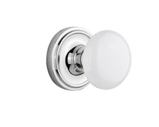 Warehouse Classic Rosette White Porcelain Round Door Knob