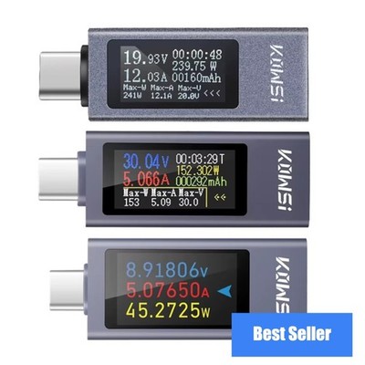Digital DC Voltage Ammeter Power Meter 4-30V 12A USB Type-C Tester
