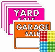 5-Pack Double-Sided Yard Sale Sign Kits with 1400 pcs Sale Pricing Stickers, Lar