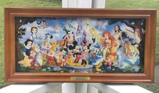 THE MAGIC OF DISNEY STAINED GLASS FRAMED ART w/ LIGHT c 2012 BRADFORD EXCHANGE