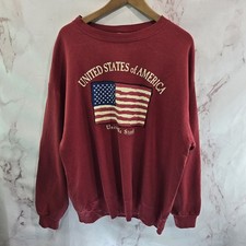 Vintage America Sweatshirt Mens Large XL Red United States USA Flag Crew 90s