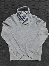 Vintage Polo Ralph Lauren Sweater Men S Pullover Shawl Collar gray Cotton