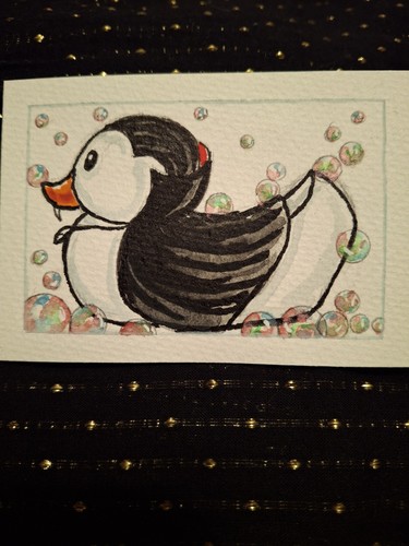 ACEO Original - Vampire Ducky - Watercolors & Paper - HallieWattsArt