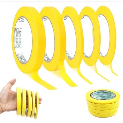 5 Rollen Gelbes Malerkrepp (5mm/8mm/10mm/12mm/15mm X 50m), Frog Tape, Thin