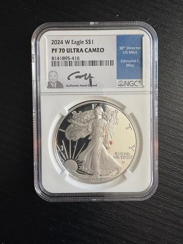 2024-W Proof Silver American Eagle NGC PF 70 Ultra Cameo Edmund Moy Signed Label