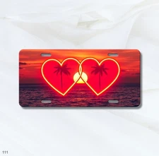 Custom Two Hearts Artwork Custom Text License Plate Custom Made Valentine Gift