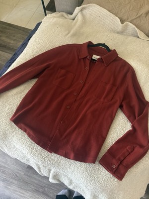 Men s Goodfellow Casual Button Down Shacket Sweater Jacket Rust Red L  EUC