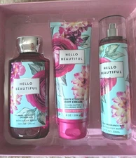Bath & Body Works HELLO BEAUTIFUL Shower Gel, Cream, & Mist In A Gift Box