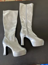 Funtasma EXOTICA-2000 Women's Silver Platform Patent Leather Boots - Size 8M NEW
