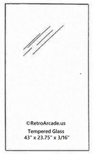 Playfield Pinball glass wide body 23.75 x 43 x 3/16 inch Williams, Bally, Midway