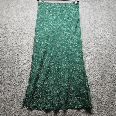  Allie Rose Womens Green Maxi Skirt Ditsy Dots Size M Lightweight Teacher