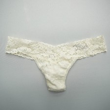 Hanky Panky Low Rise Bridal Lace Thong Panties "Mrs" One Size Ivory NWOT