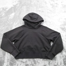 Lululemon Hoodie Womens 6 Black Metallic Knit Loungeful Cropped Pullover