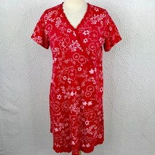 Fresh Produce Red/White Floral Print Faux Wrap Style Dress Size 2X Coastal Beach