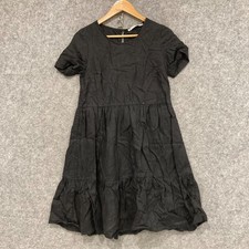 Target Dress Womens Size 8 Black Short Sleeve Linen A-Line Coastal 5323