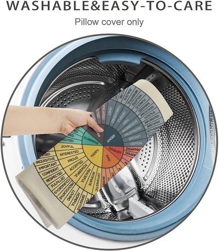 LuckyTagy Wheel of Emotions Feelings Velvet Throw Pillow Covers Cozy White - Picture 6 of 7
