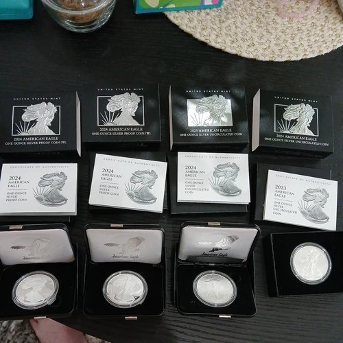 Lot of 4 - 2024 23 American Eagle One Ounce Proof Silver $1 RARE  Bullion Coin