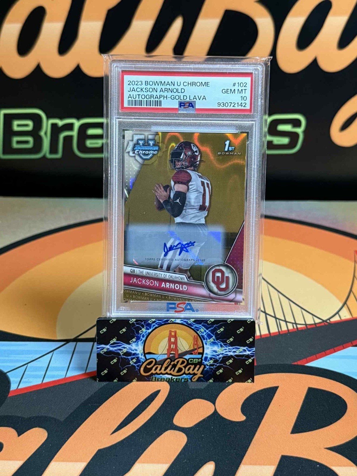 2023 Bowman Chrome University 1st Jackson Arnold Gold Lava Auto /50 PSA 10🔥🔥