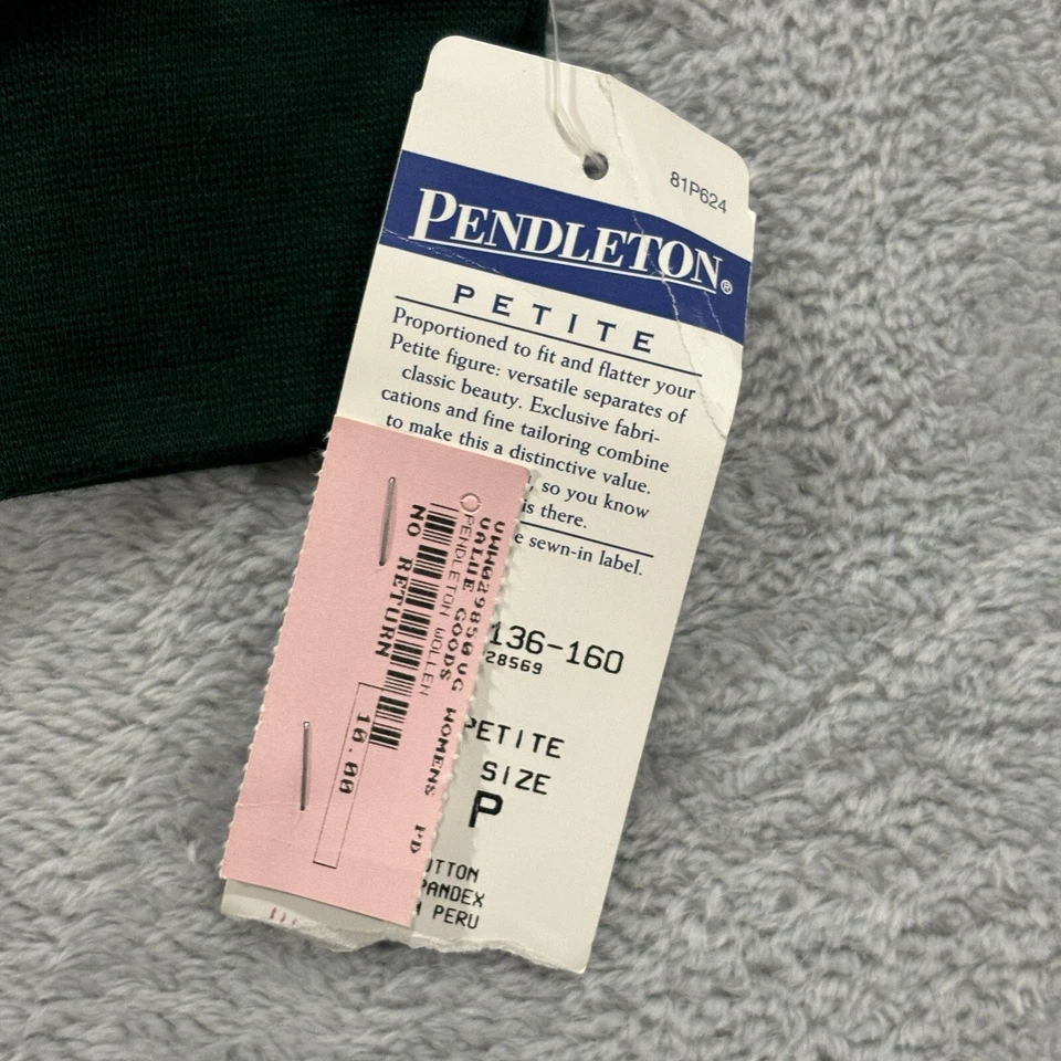 Suéter Pendleton Mujer Pequeño Cuello Simulado Verde Pullover Manga Larga Algodón Foto 4 de 4