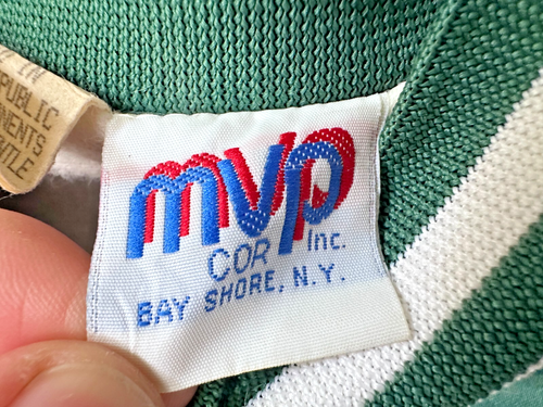 Vintage Green Rolling Rock Satin Jacket Size Large MVP 2 Pocket Button Up - Picture 6 of 7