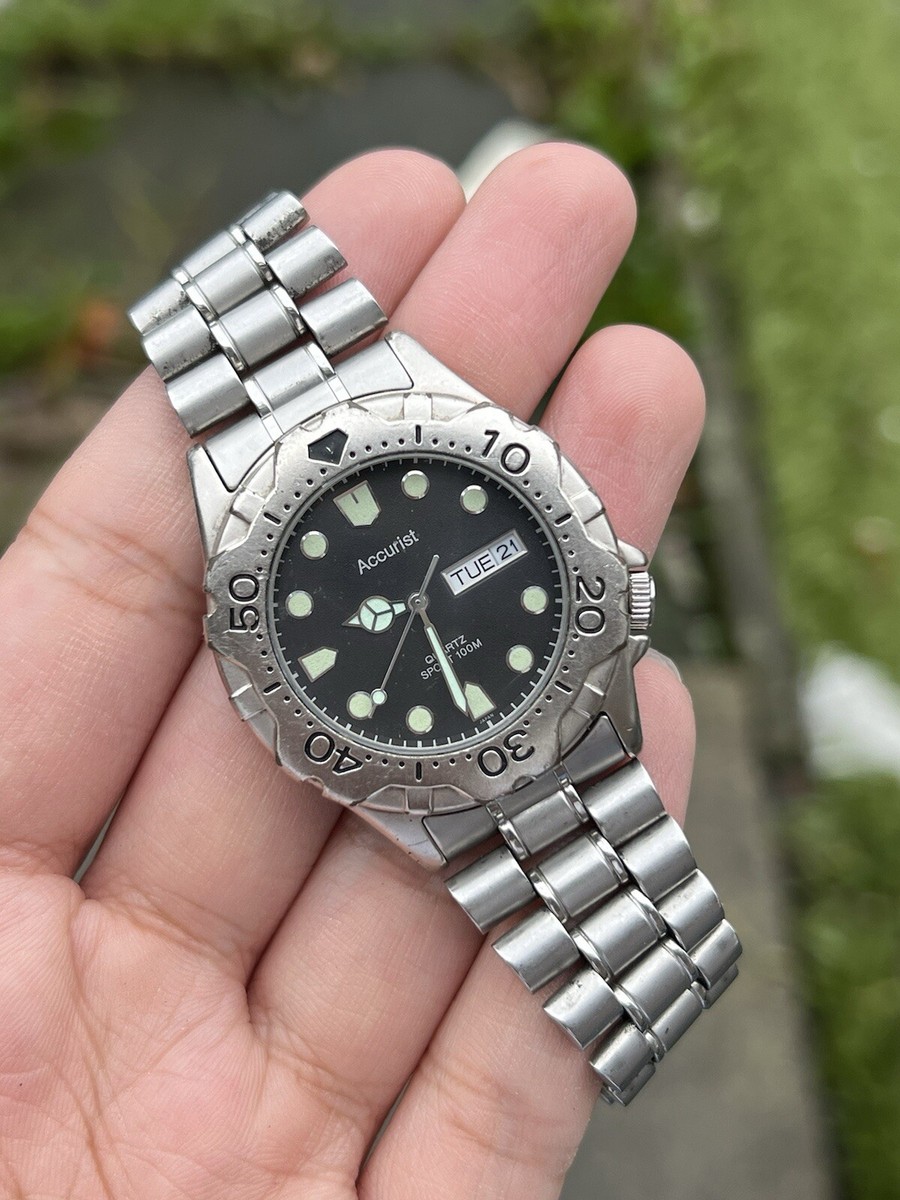 100m Accurist Mens Watches Vintage Accurist Divers Sports 100M Day
