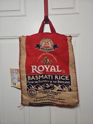 Royal Basmati Rice Tote Bag Zip Handles Heavy Duty Woven Storage Burlap EMPTY!