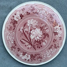 Spode Archive Collection Botanical Flowers Pink Transferware Cake Plate Mint