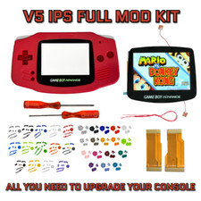 Game Boy Advance GBA V5 IPS LCD Backlit Housing Shell Mod Kit RED