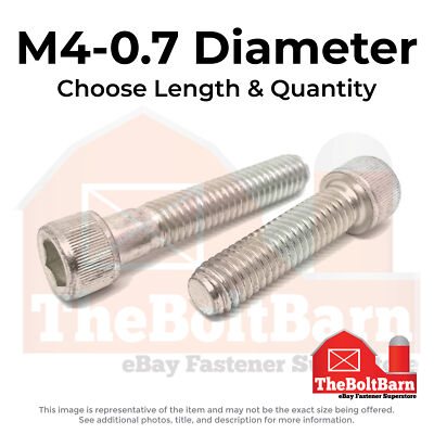 M4-0.7 Metric Stainless Coarse Socket Head Cap Screws (Choose Length & Qty)