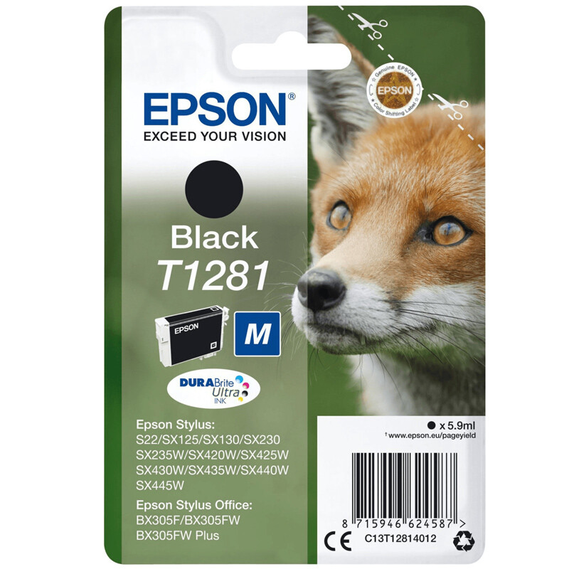 Чернила Epson T1281 schwarz Tintenpatrone в одной упаковке Black DURABrite Ultra