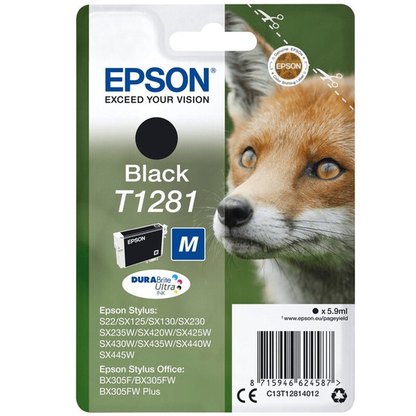 Epson T1281 Schwarz Tintenpatrone Singlepack Black Durabrite Ultra Ink-image