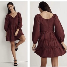 Madewell Amalia Tiered Mini Dress in Cabernet Size 4