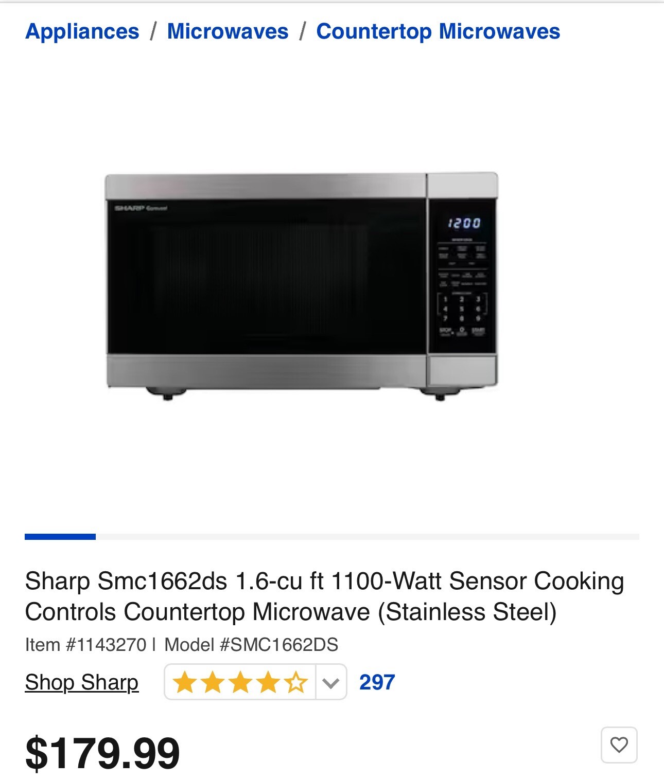 Sharp SMC1662DS 106 CU.FT. stainless steel microwave used eBay