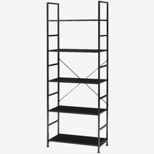 5-Tier Shelf Multi-level Storage Bookshelf Wood Bottom Panels Anti-Tilt