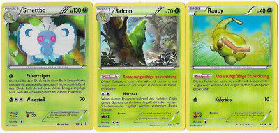 3er Set Smettbo, Safcon, Raupy # 5, 4, 3/83 Generationen 2016 Pokemon DE N.Mi-Mi