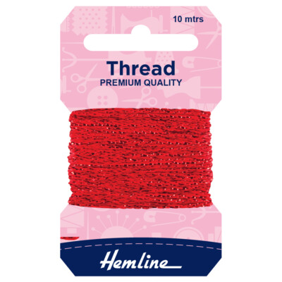 Hemline Glitzerfaden 10M - Breite Farbpalette Avalierbar (Rot)