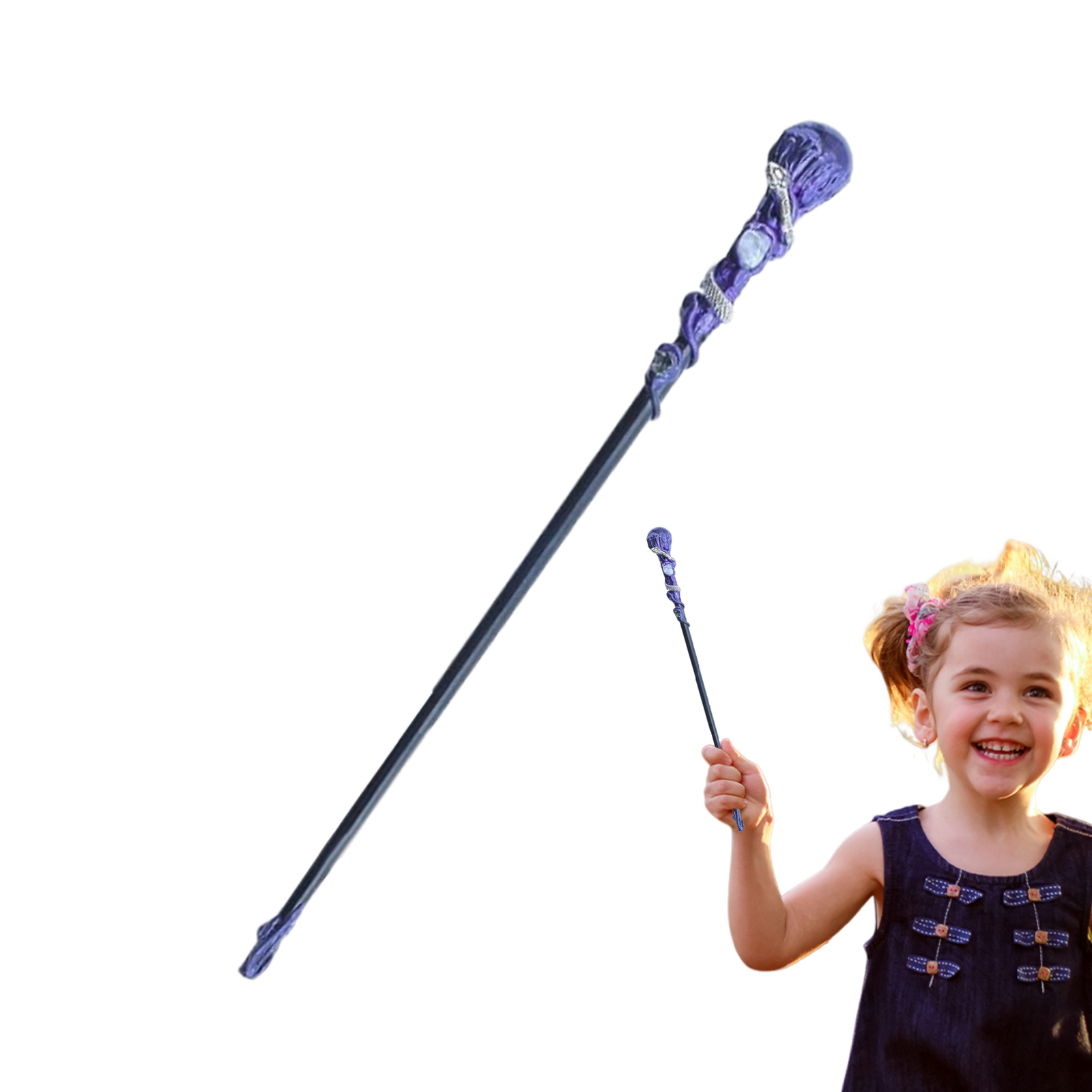 30cm Amethyst Crystal Witch Wizard Wand Halloween Prop Point Stick