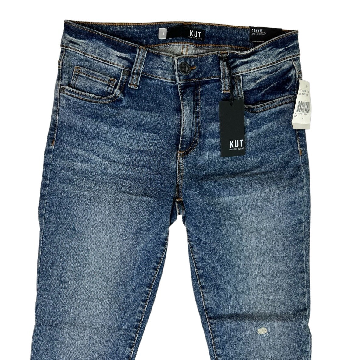Women's KUT Connie Ankle Skinny Zip Fly Jeans Raw Hem Stretch Size