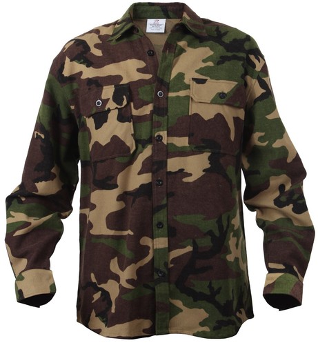 Woodland Camouflage 100% Cotton Button 