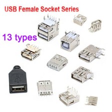 USB Female Socket:Type-A/B,DIP/SMD,Lateral Plug,Double-layer,Jack Connector Port