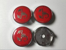4x Fiat Abarth Scorpion Alloy Wheel Hub Centre Cap Red / Silver 60mm