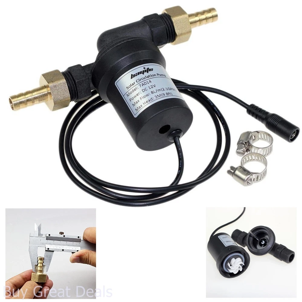 Bayite DC 12V Solar Hot Water Heater Circulation Pump Low Noise 3M  Discharge Hea | eBay