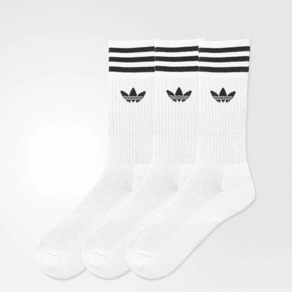 Adidas Originals Solid Crew Socks White black 3 pair pack S21489