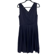 Talbots fit & flare silk v neck black dress size 12 NWT pleated cross bust
