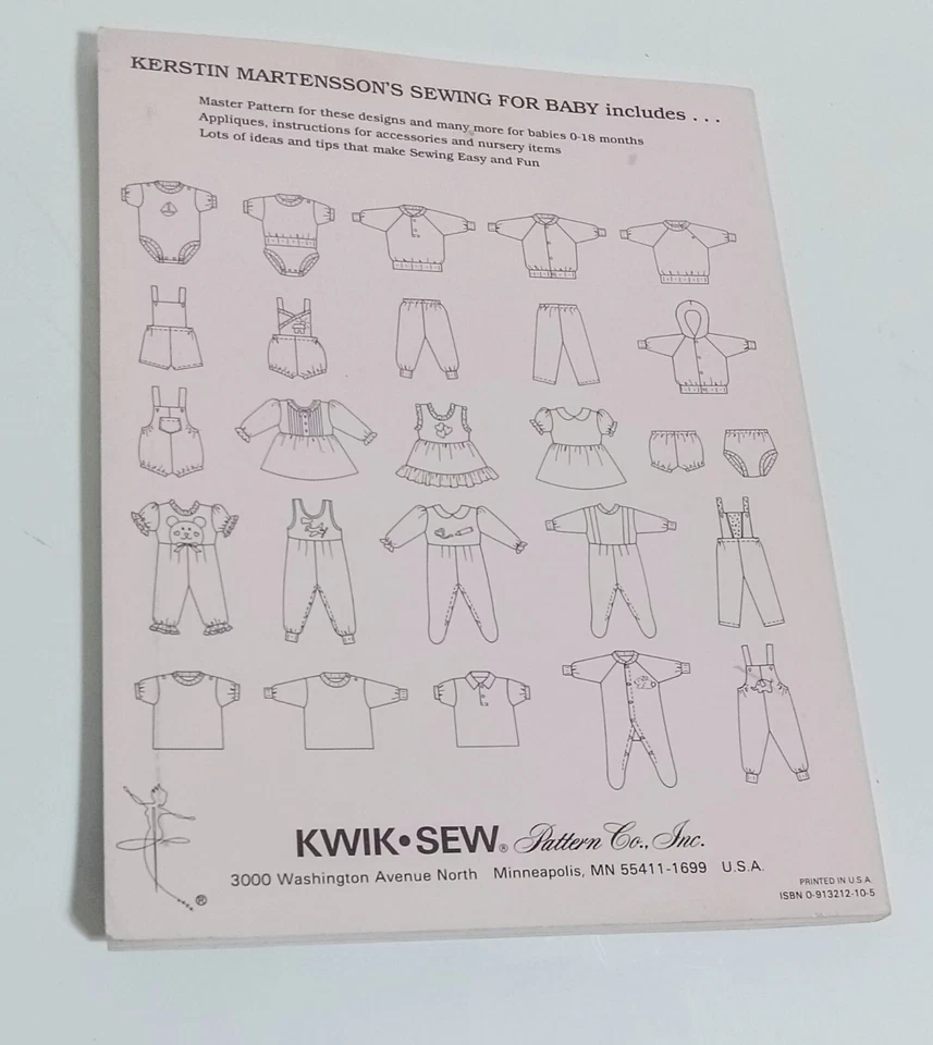 SEWING FOR BABY By Kerstin Martensson 1987 KWIK SEW NO MASTER PATTERN - Image 2 of 3