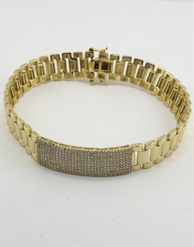 Vintage 925 sterling silver CZ stone watch band men's bracelet - Picture 3 of 7