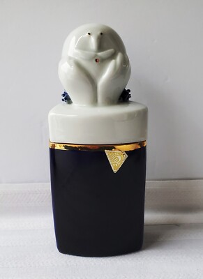 Rare Vintage Royal Dux Bohemia Figurine Box Cobalt Blue and White