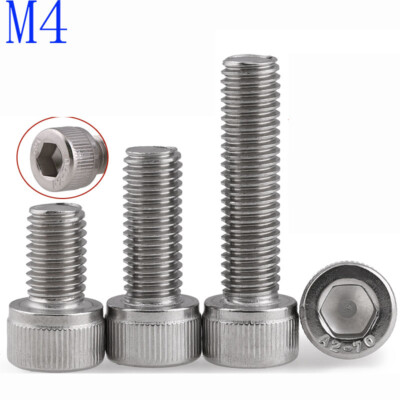 M4 x 0.7 / 4mm 304 Stainless Steel SOCKET HEAD Caps Screws DIN 912 A2/70