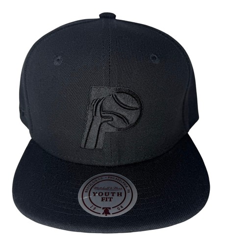 Mitchell & Ness NBA Indiana Pacers Blackout HWC Snapback Hat, New, *Youth